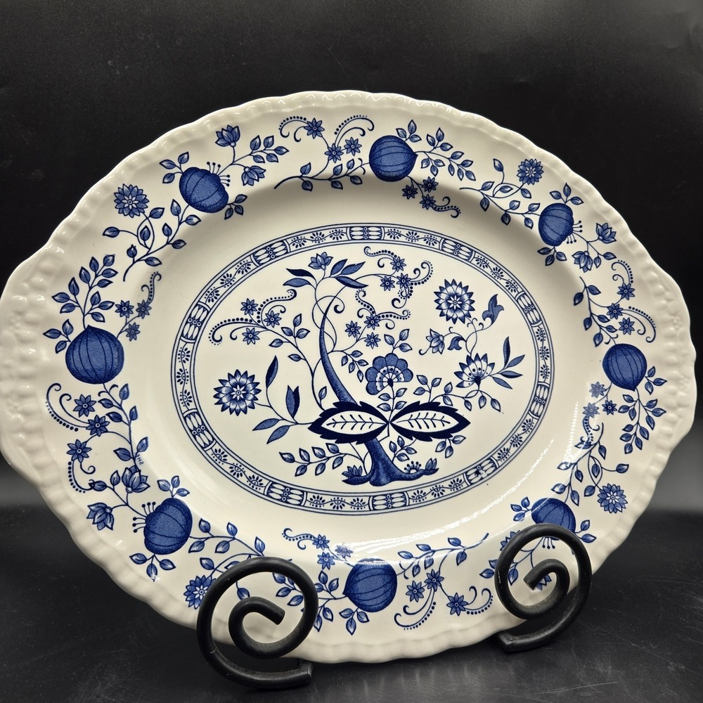 Vintage Blue Heritage Pattern Platter Enoch Wedgwood Tunstall Ltd England 14"